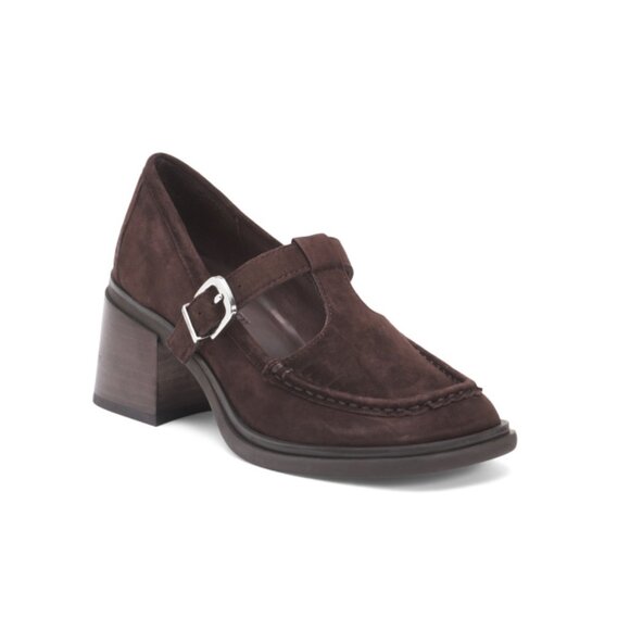 STEVE MADDEN Brown Suede Leather Beverlee Mary Jane Loafers - Picture 1 of 2